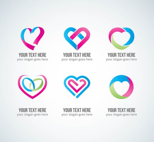 6款创意爱心元素标志矢量图素材中国网精选