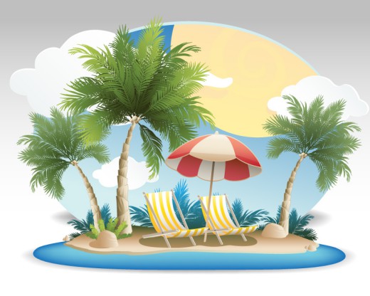 夏季椰林度假背景矢量素材16设计网精选