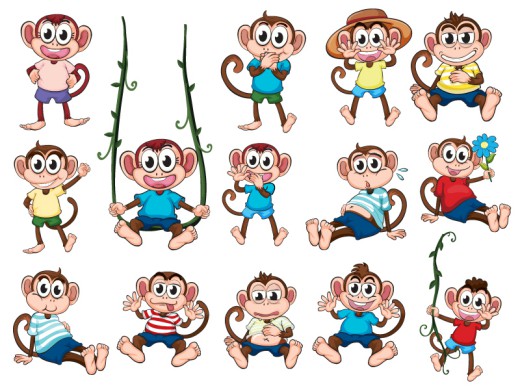 14款卡通猴子矢量素材普贤居素材网精选