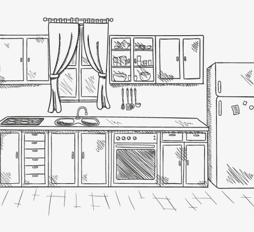 手绘整洁厨房矢量素材素材中国网精选