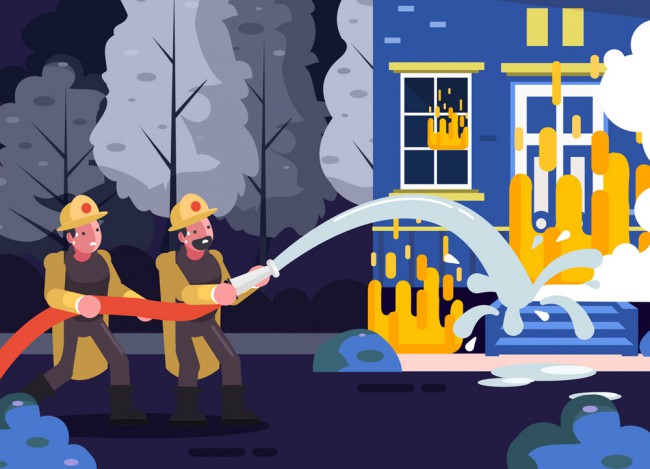 创意消防员救火场景矢量素材16素材网精选