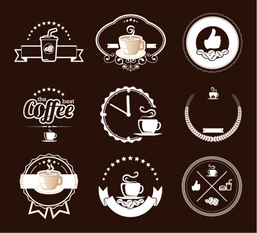9款创意咖啡标签矢量素材16素材网精选