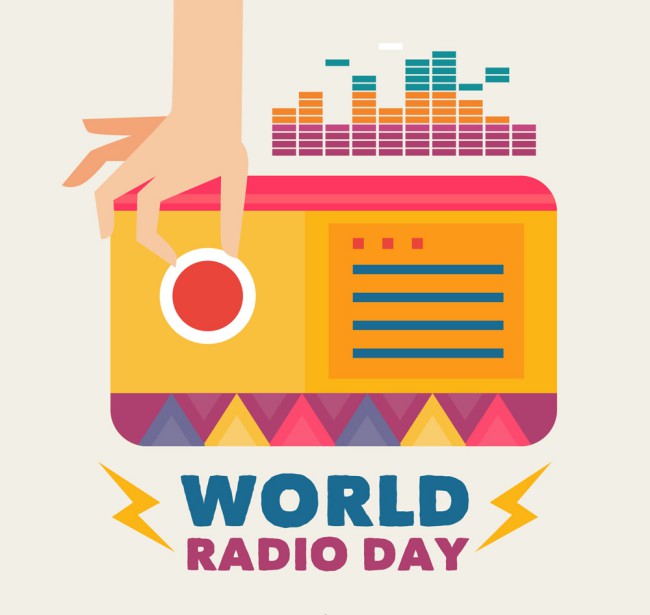 创意世界广播日调收音机的手臂矢量图普贤居素材网精选