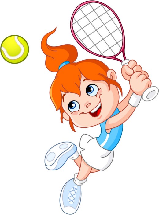 卡通打网球女孩矢量素材普贤居素材