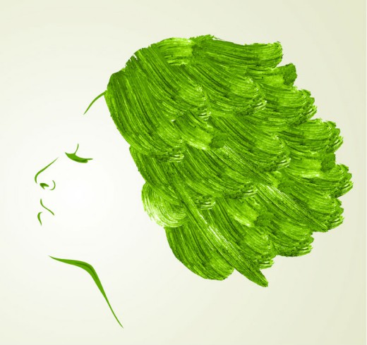 绿发女子头像矢量素材素材中国网精选
