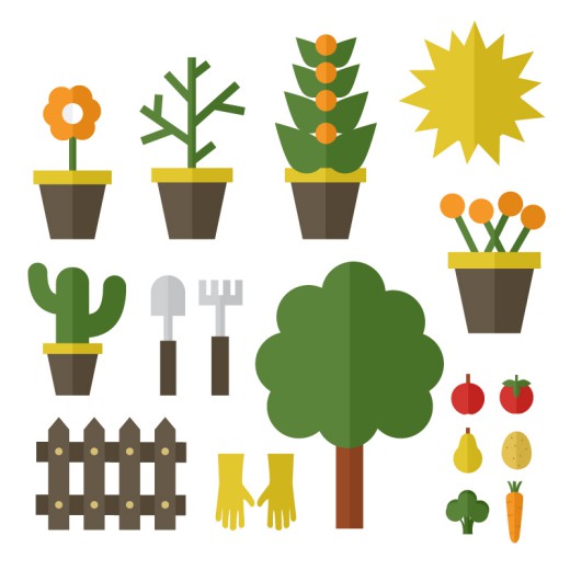 18款花园植物与工具矢量素材16素材网精选