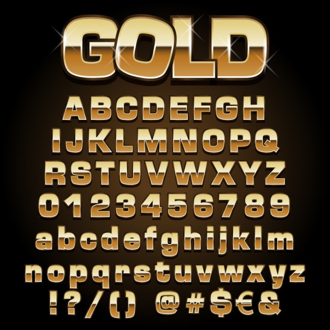 71款金色字母数字和符号矢量图普贤