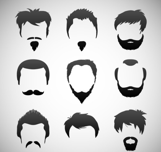 9款男子发式和胡子设计矢量图素材中国网精选