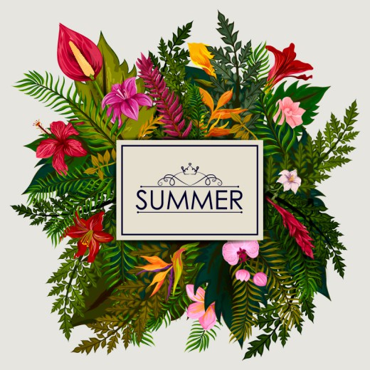 创意夏季花卉标签矢量素材16图库网精选