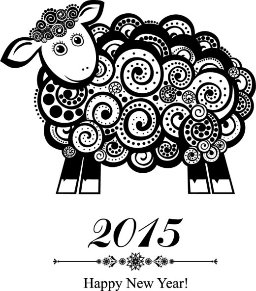 黑色绵羊新年背景矢量素材素材中国