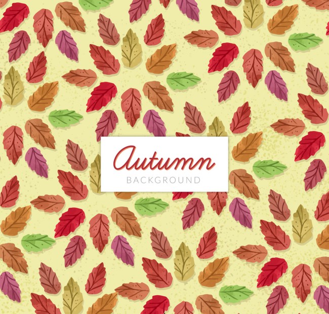 彩绘秋季树叶无缝背景矢量素材16素材网精选