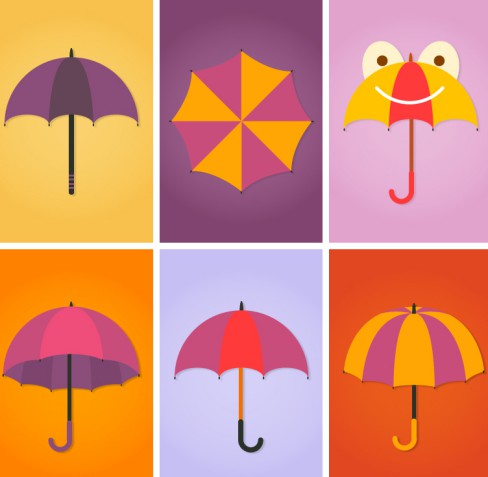 6款彩色雨伞设计矢量素材16设计网