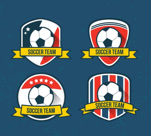 4款创意足球队标签矢量素材16图库网精选