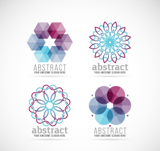 4款抽象花形商务标志矢量素材16素材网精选