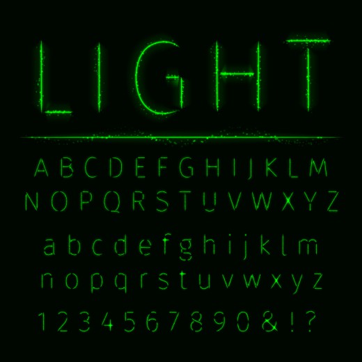 61款绿色灯效字母与符号矢量图16设计网精选
