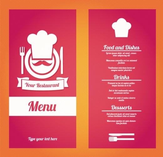 创意红色餐厅菜单正反面矢量素材16图库网精选