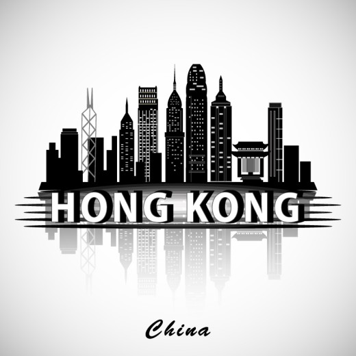 香港建筑群剪影矢量素材素材中国网