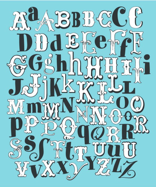 复古英文字母设计矢量素材16素材网