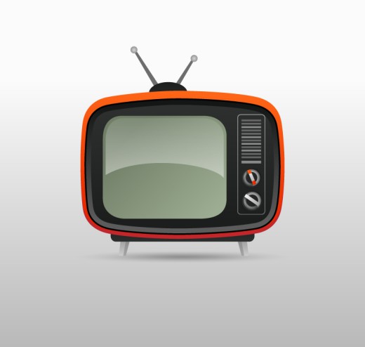 卡通红色老式电视机矢量素材16设计