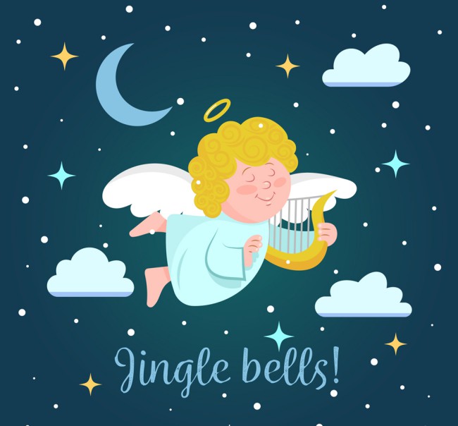 创意夜空中的圣诞天使矢量图16图库网精选