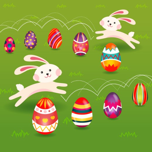 卡通兔子和彩蛋矢量素材16设计网精
