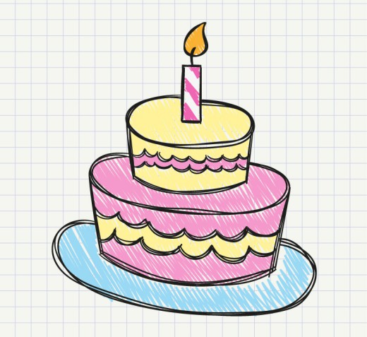 彩绘生日蛋糕矢量素材16设计网精选