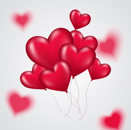 红色爱心气球束矢量素材16设计网精