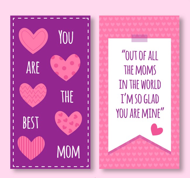 紫色爱心母亲节祝福卡矢量素材16图库网精选