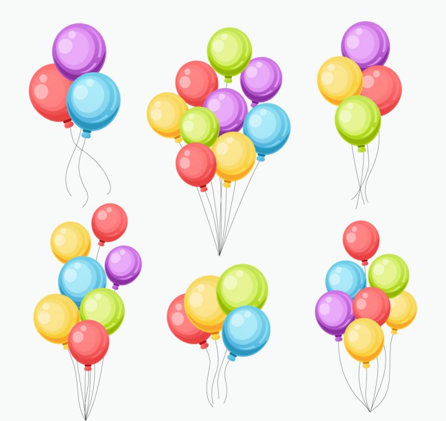 6款彩色气球束设计矢量素材普贤居素材网精选