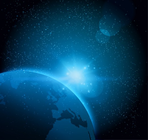蓝色地球与宇宙之光矢量素材素材中国网精选