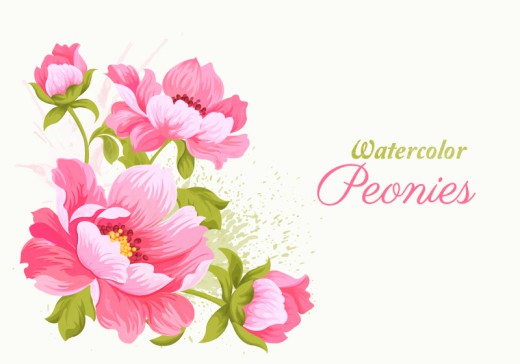 粉色水彩花卉矢量素材素材中国网精