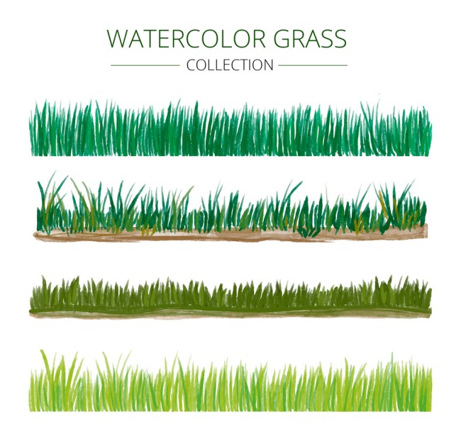 4款水彩绘草坪矢量素材素材中国网精选
