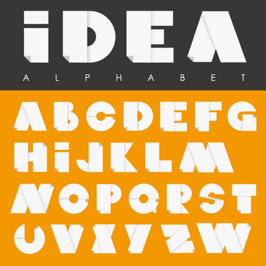 创意白色叠纸字母设计矢量素材16设计网精选