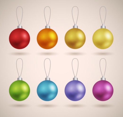 8款彩色圣诞吊球矢量素材16图库网精选