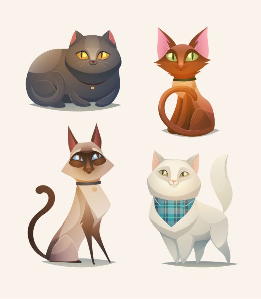 4款卡通猫咪设计矢量素材16设计网精选