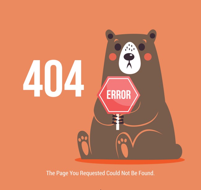 创意404错误页面坐姿棕熊矢量素材