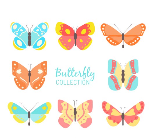 8款彩色蝴蝶设计矢量素材16素材网精选