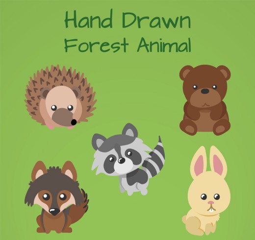 5款可爱森林小动物矢量素材素材中国网精选