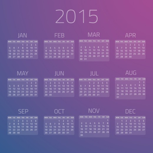 2015紫色年历矢量素材16素材网精选