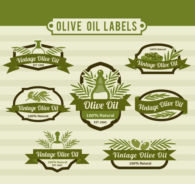 7款绿色橄榄油标签矢量素材16素材网精选