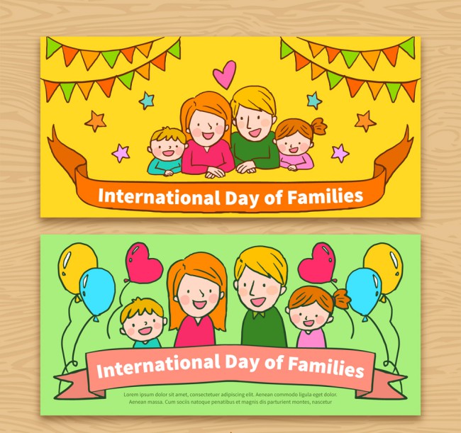 创意国际家庭日幸福四口之家矢量图16设计网精选