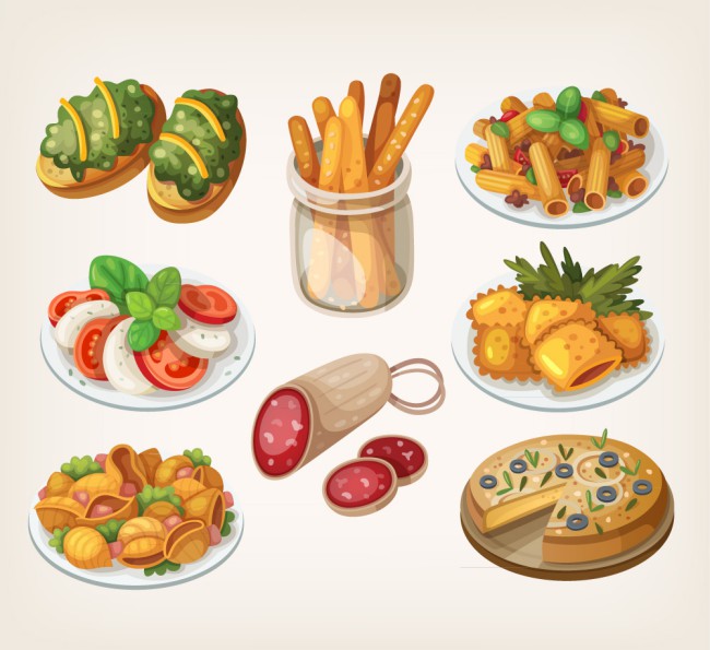8款卡通美味食物矢量素材素材中国网精选