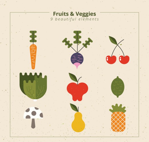 9款抽象蔬果设计矢量图16素材网精选
