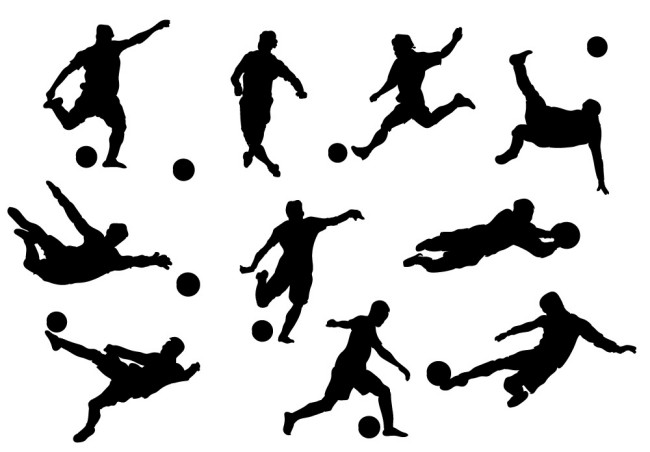 10款动感踢足球的人物剪影矢量素材普贤居素材网精选