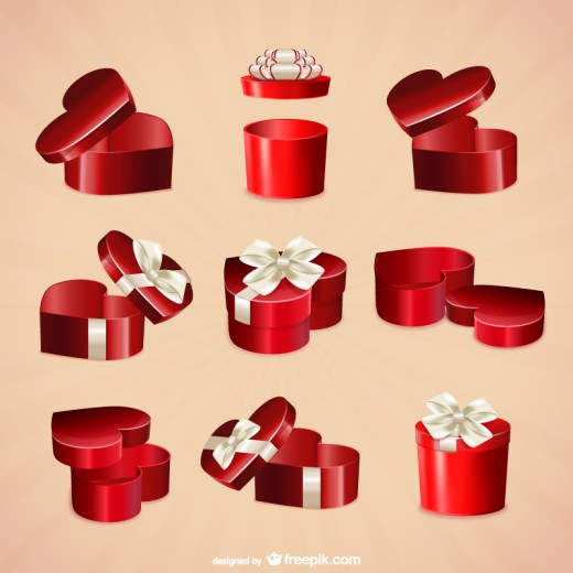 9款红色爱心礼盒矢量素材素材中国网精选