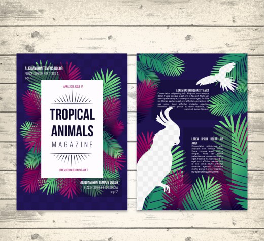 创意热带动物杂志内页矢量素材16素材网精选