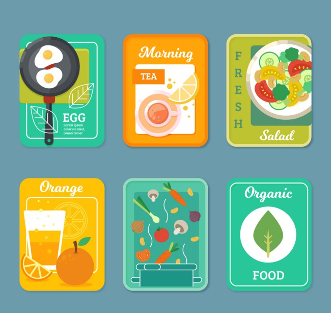 6款创意食物卡片设计矢量素材16图库网精选