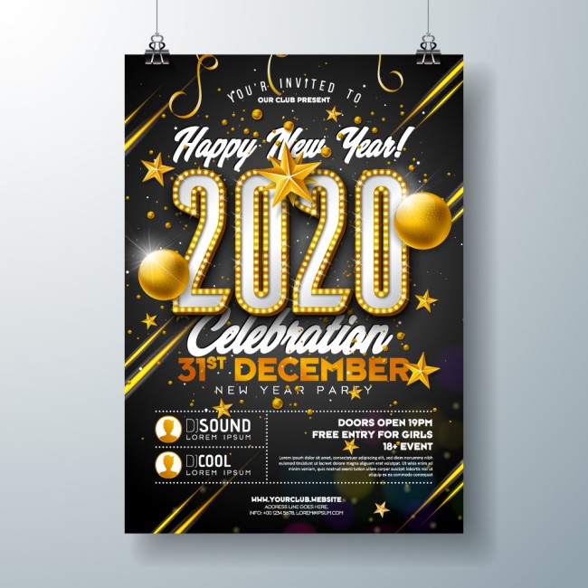 2020年新年派对海报矢量素材16图库网精选