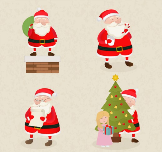 4款卡通圣诞老人矢量素材16设计网