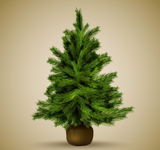 逼真绿色圣诞树矢量素材普贤居素材